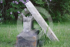 Broken Headstone In Cemetery