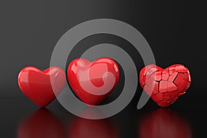 Broken heart background. 3D rendering