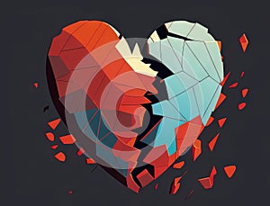 A broken heart being pieced back together representing the process of recovering from envy. Art concept. AI generation