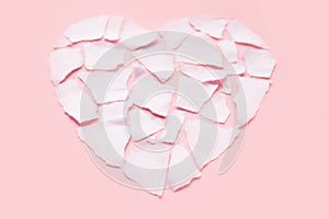 Broken heart breakup concept separation and divorce icon. White