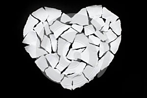 Broken heart breakup concept separation and divorce icon. White