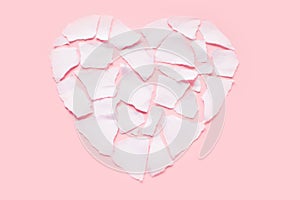 Broken heart breakup concept separation and divorce icon. White