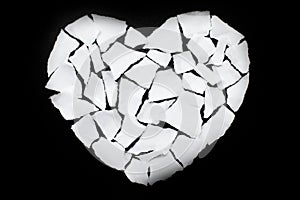 Broken heart breakup concept separation and divorce icon. White