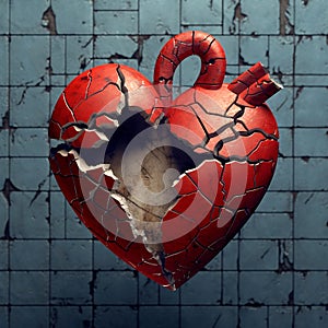 Broken Heart. The concept of unrequited love. AI Generated