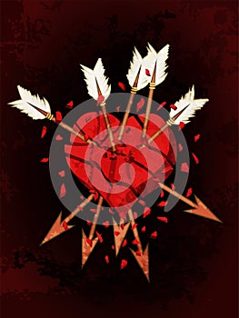 Broken heart 3d background, vector