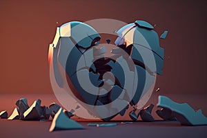 Broken heart on a dark background. 3d rendering, 3d illustration.