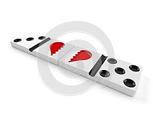 Broken heart with domino