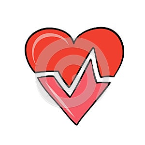 broken heart ecg for valentine day card design