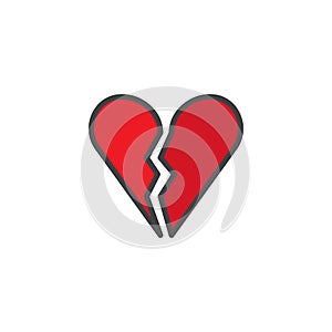 Broken heart filled outline icon