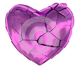 Broken heart glossy pink symbol