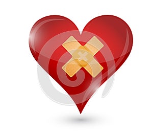 Broken heart. heart and band aid