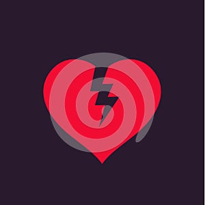 Broken heart, heartbreak vector illustration