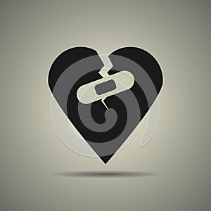 Broken heart icon with patch
