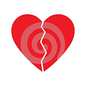 Broken Heart  icon. red broken heart isolated illustration