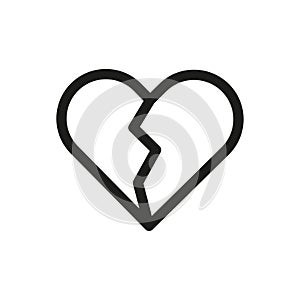 Broken heart icon. Symbol of heartbreak. Vector illustration. EPS 10.