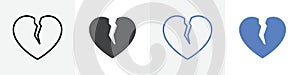 broken heart icon vector set use for web ui or app