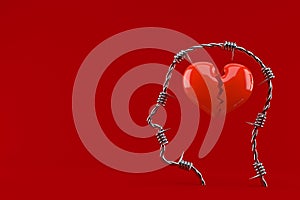 Broken heart inside head