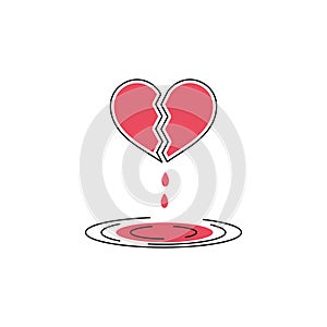 Broken heart line icon