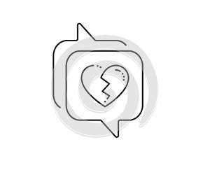 Broken heart line icon. Love crush sign. Vector