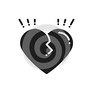 Broken heart line icon. Sign and symbol. Love end relationship lie wedding divorce treachery heartbreak theme. Heart