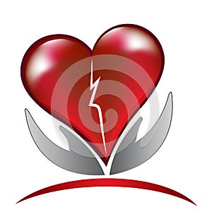 Broken heart love logo