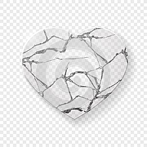 Broken heart made from glass