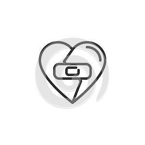 Broken heart patch line icon