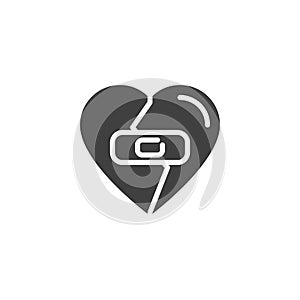 Broken heart patch vector icon