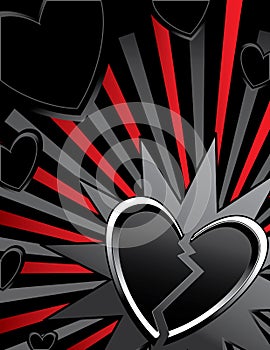 Broken heart ray background