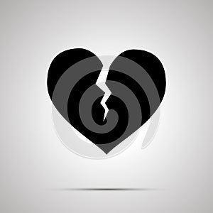 Broken heart simple black icon