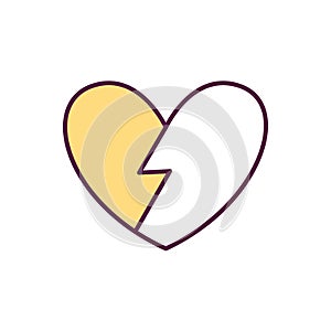 Broken heart syndrome RGB color icon photo