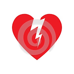 Broken Heart vector icon. red broken heart isolated illustration