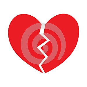 Broken Heart vector icon. red broken heart isolated illustration