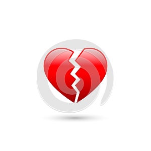 Broken heart vector isoalated