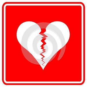 Broken heart vector sign