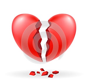 Broken heart vector on a white background