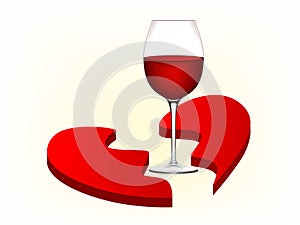 Broken heart and wineglass