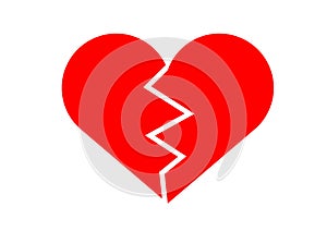 Broken heartbreaking Red heart shape symbol love, Valentine Day, pattern for background