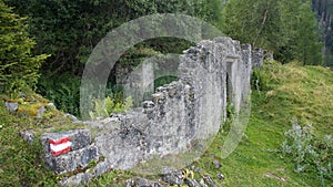 Broken house ruin on mountain