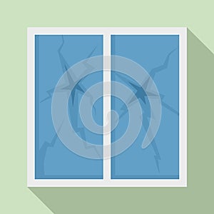 Broken house window icon, flat style