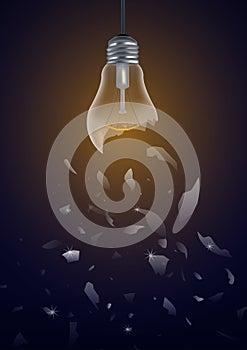 Broken incandescent light bulb