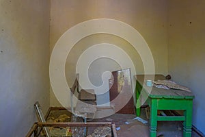 Broken interior of a village house in the Chernobyl Exclusion Zone in the Ukraine