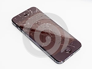 Broken iPhone with cracked screen