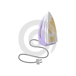 Broken iron, damaged home appliance vector Illustration on a white background