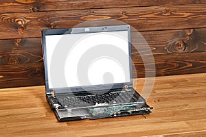 Broken laptop, blank screen