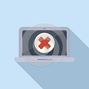 Broken laptop icon flat vector. Button tool error