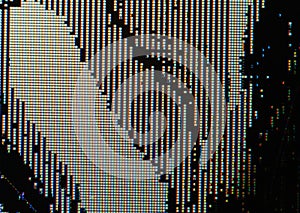 Broken LCD screen closeup image - macro of RGB pixels and defects