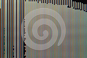 Broken LCD screen closeup image - macro of RGB pixels and defects