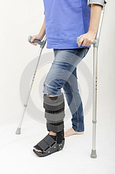 Broken Leg and Crutches and Support