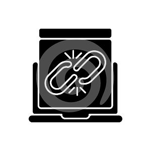 Broken link black glyph icon